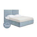 Mėlyna minkšta dvigulė lova su čiužiniu ir grotelėmis 180x200 cm Thessa Bold - Bonami Selection