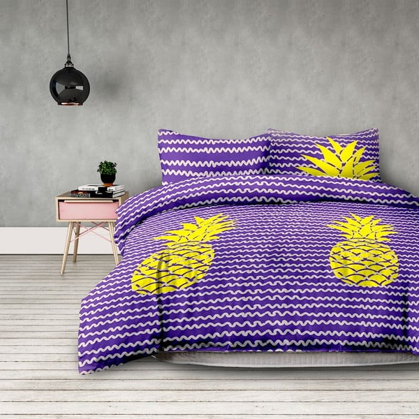 Dvivietės lovos paklodė "AmeliaHome Pineapple", 200 x 220 cm + 70 x 80 cm