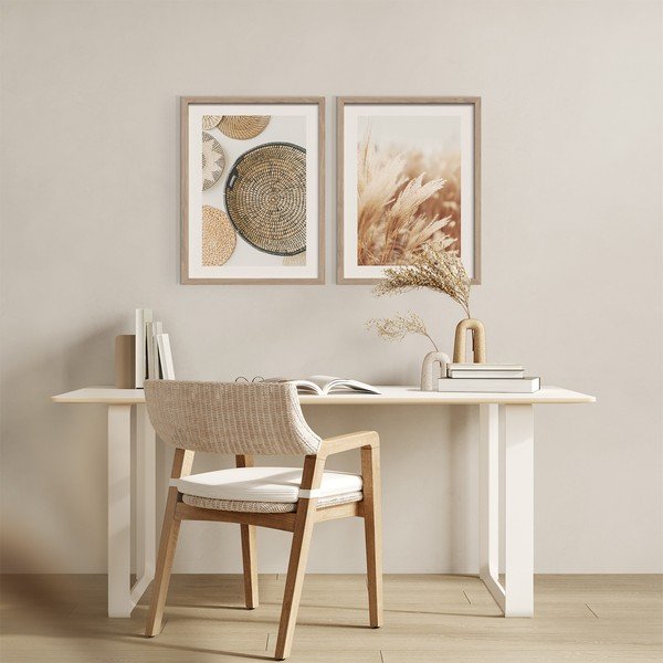 Spausdinti paveikslai su rėmeliu 2 vnt. 30x40 cm Full Beige – Styler-image-1