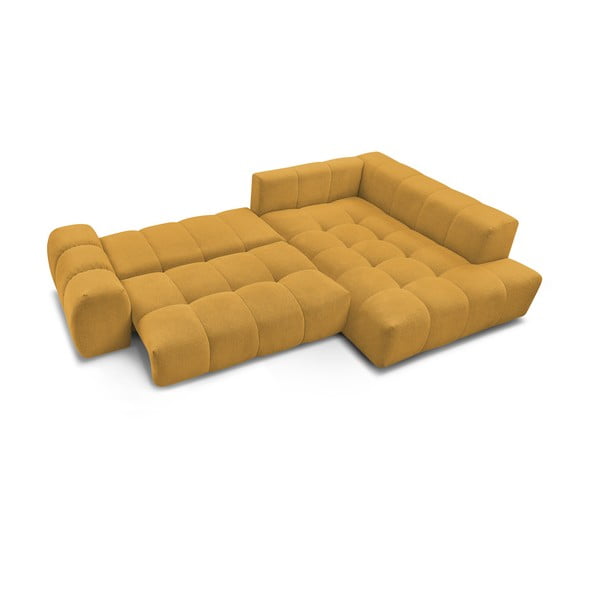 Garstyčių spalvos iš šenilinio audinio sulankstoma/su sandėliavimo vieta kampinė sofa (su dešiniuoju kampu/„L“ formos) Everest – Bobochic Paris-image-4