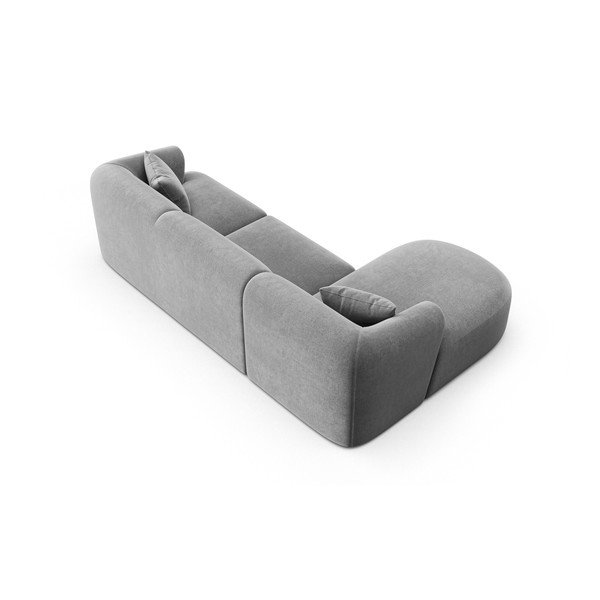 Šviesiai pilkos spalvos kampinė sofa iš velveto (su kairiuoju kampu/su gultu) Campi – Cosmopolitan Design-image-4