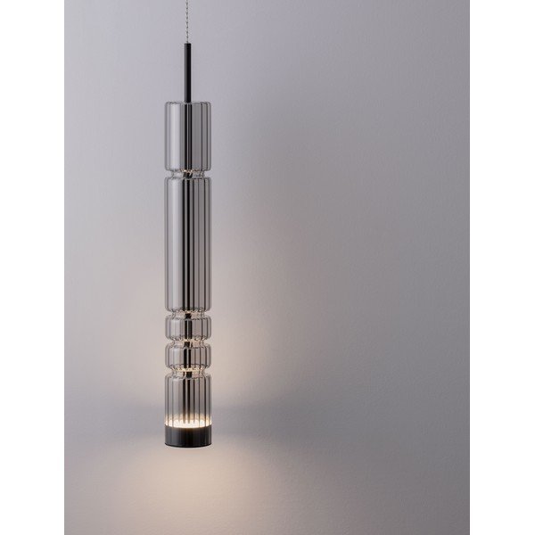 Pilkos spalvos iš stiklo kabantis šviestuvas LED ø 8 cm Bento – Nova Luce-image-1