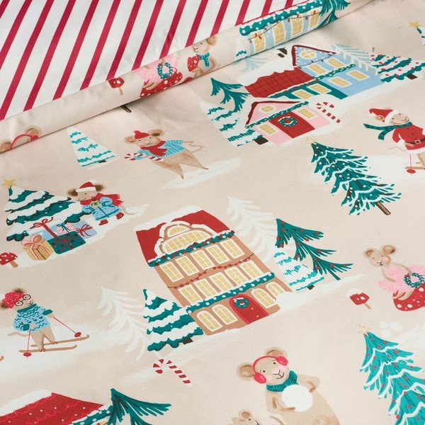 Dvigulė patalynė 230x220 cm Christmas Mouse Town – Catherine Lansfield-image-4