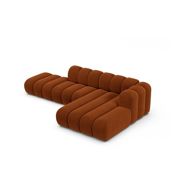 Kampinė sofa oranžinės spalvos (su dešiniuoju kampu) Lupine – Micadoni Home-image-2