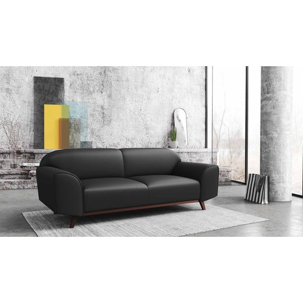 Sofa tamsiai pilkos spalvos iš odos 193 cm Nesbo – MESONICA-image-1