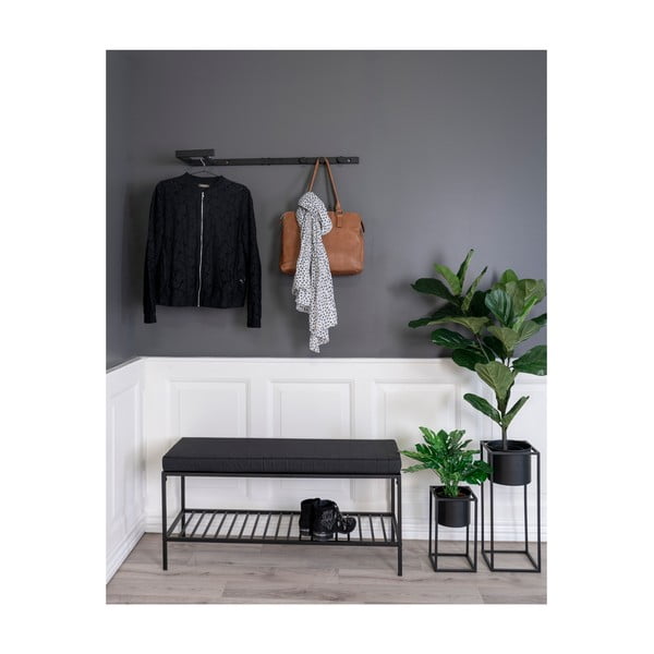 Iš metalo sieninė lentyna juodos spalvos Trento – House Nordic-image-2