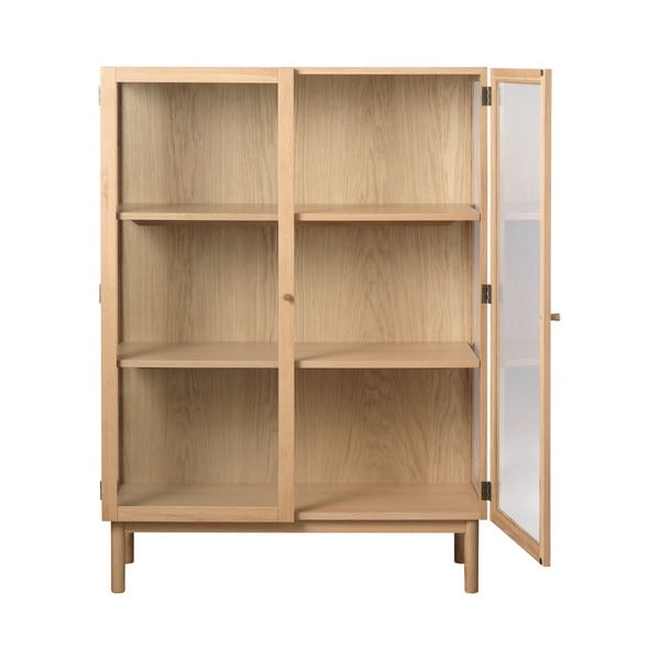 Vitrina iš ąžuolo masyvo natūralios spalvos 140x100 cm Elba – Unique Furniture-image-2