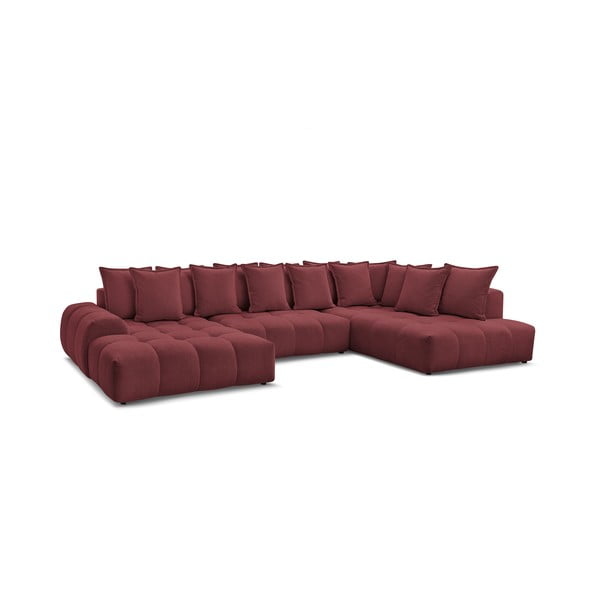 Bordo spalvos iš šenilinio audinio sulankstoma/su sandėliavimo vieta kampinė sofa (su dešiniuoju kampu/„U“ formos) Everest – Bobochic Paris-image-3