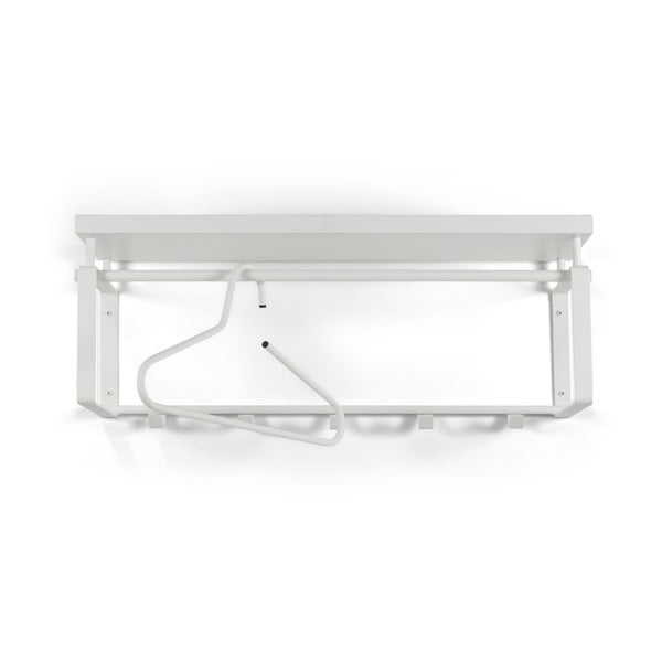 Baltos spalvos iš metalo sieninė lentyna su lentyna 70 cm Rex – Spinder Design-image-2