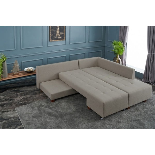 Sulankstoma kampinė sofa smėlio spalvos (su dešiniuoju kampu) Manama – Balcab Home-image-4