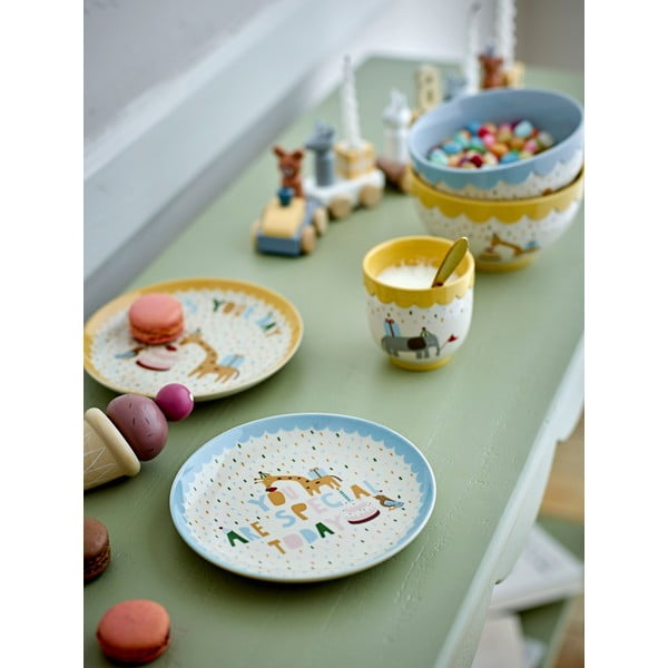 Šviesiai mėlynos spalvos/kreminės spalvos iš akmens masės vaikiškas dubuo ø 13,5 cm Celebrate – Bloomingville Mini-image-2