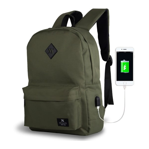 Tamsiai žalia kuprinė su USB jungtimi My Valice SPECTA Smart Bag