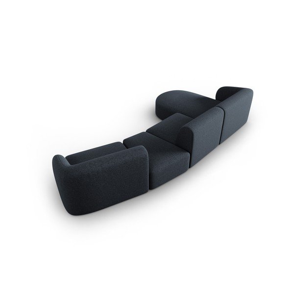 Mėlynos spalvos iš šenilinio audinio kampinė sofa (su kairiuoju kampu/su gultu) Paolo – Milo Casa-image-3