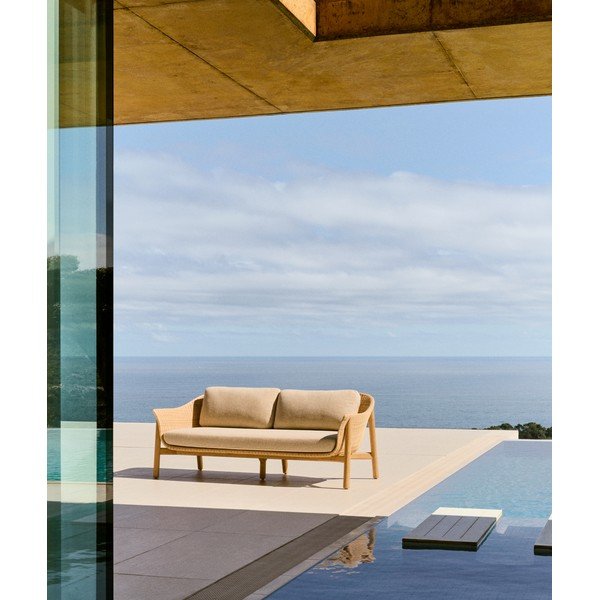 Smėlio spalvos/natūralios spalvos iš audinio sodo sofa Galea – Kave Home-image-4