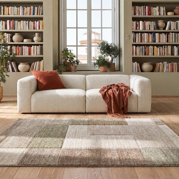 Khaki spalvos/smėlio spalvos kilimas 80x120 cm Teva – Universal-image-1
