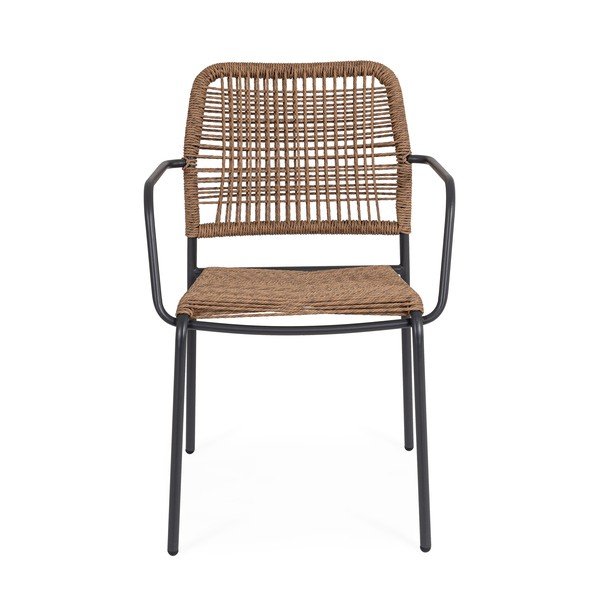 Tamsiai pilkos spalvos/natūralios spalvos metalinė sodo kėdė Jable – Bizzotto-image-2