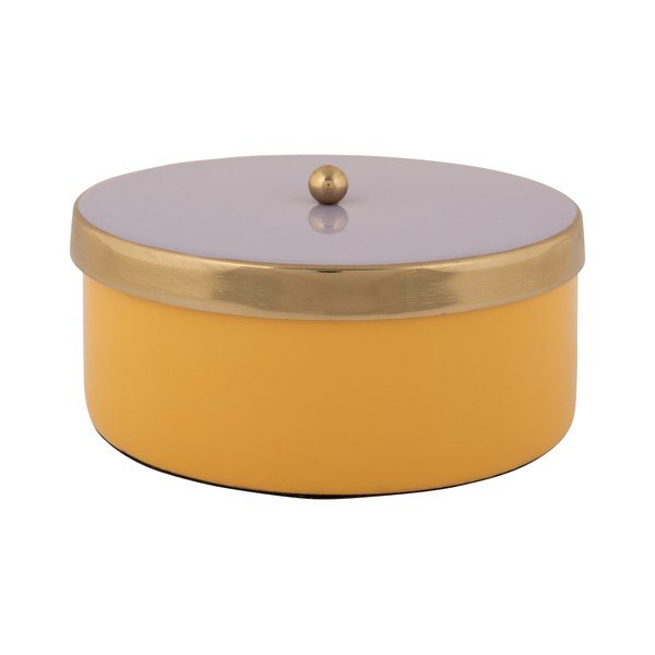 Dekoratyvinė geltonos spalvos iš metalo daiktadėžė ø 16x6 cm Double Funky – PT LIVING