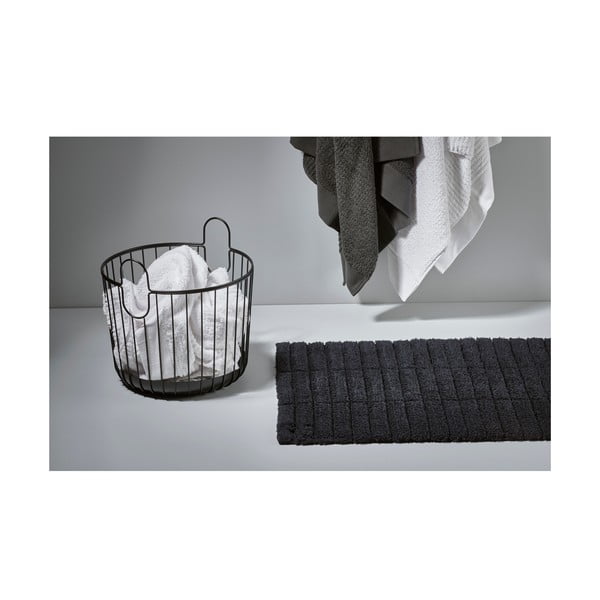 Juodas medvilninis vonios kilimėlis Zone Tiles, 50 x 80 cm-image-1