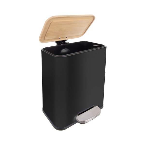 Juodos spalvos iš nerūdijančio plieno šiukšliadėžė su pedalu 5 l Black – Orion-image-3