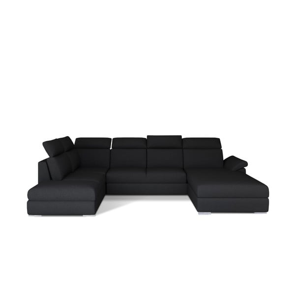 Juodos spalvos sulankstoma kampinė sofa (su kairiuoju kampu/„U“ formos) Evanell – ELTAP