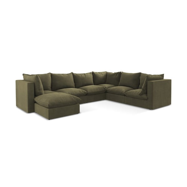 Khaki spalvos kampinė sofa (su dešiniuoju kampu/„U“ formos) Manao – Makamii