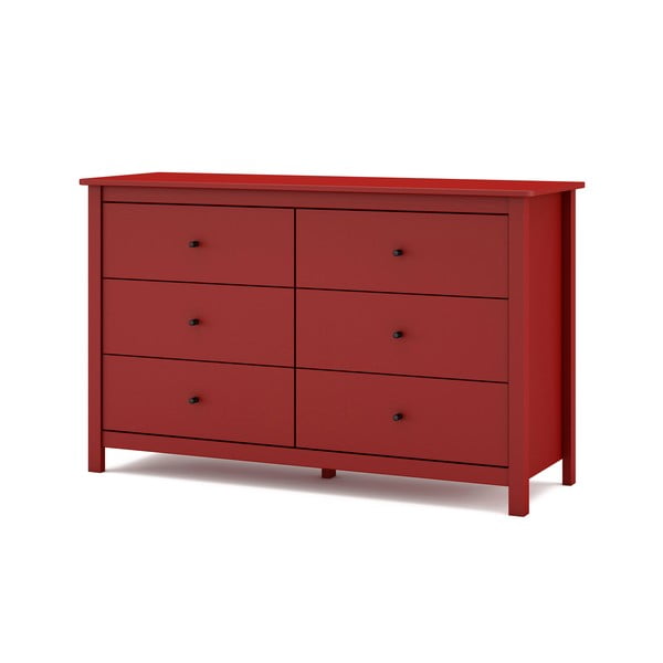 Raudona žema pušies komoda 130x80 cm Misti - Marckeric-image-3