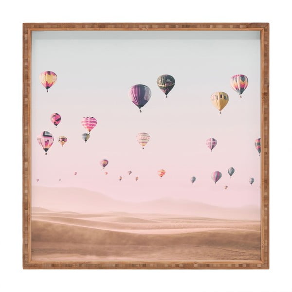 Medinis dekoratyvinis padėklas "Flying Ballons", 40 x 40 cm