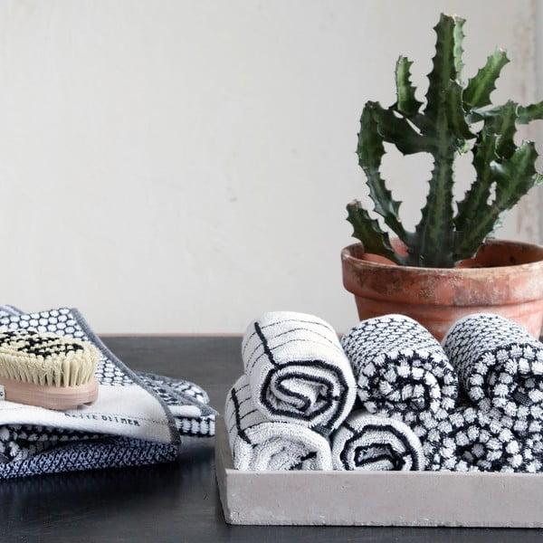 Baltas medvilninis rankšluostis 50x100 cm Tile Stone - Mette Ditmer Denmark-image-3