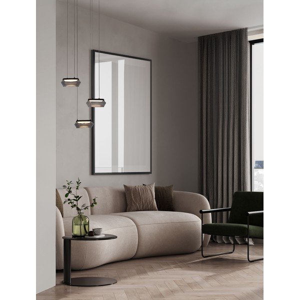 Matinės juodos spalvos iš stiklo kabantis šviestuvas LED su pritemdymo funkcija ø 35 cm Jailyn – Nova Luce-image-1