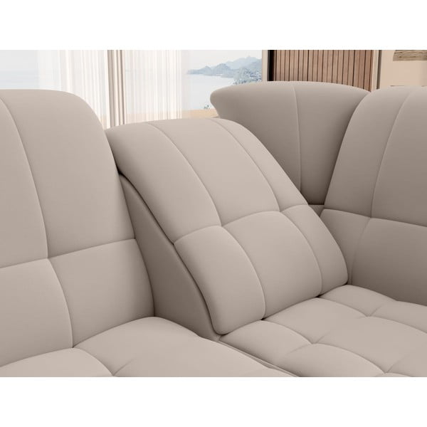 Smėlio spalvos iš velveto sulankstoma/su sandėliavimo vieta kampinė sofa (su dešiniuoju kampu/„L“ formos) Sado – ELTAP-image-1