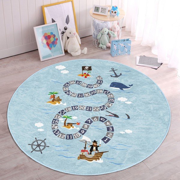Vaikiškas kilimas šviesiai mėlynos spalvos ø 100 cm Comfort – Mila Home-image-2