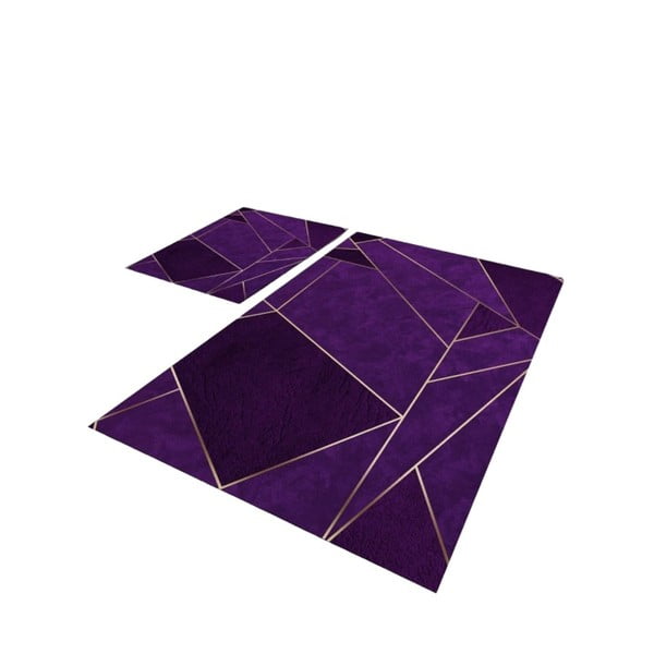 Vonios kilimėliai tamsiai violetinės spalvos 2 vnt. 60x100 cm – Mila Home