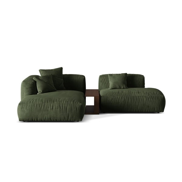 Iš boucle modulinė kampinė sofa žalios spalvos (su kairiuoju kampu) Martina – Micadoni Home