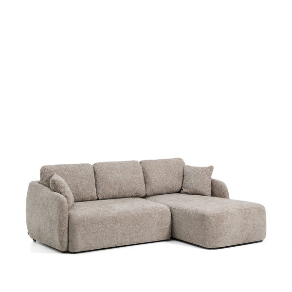 Taupe spalvos sulankstoma kampinė sofa iš šenilinio audinio (su dešiniuoju kampu/su gultu) Laira – Kave Home-image-2