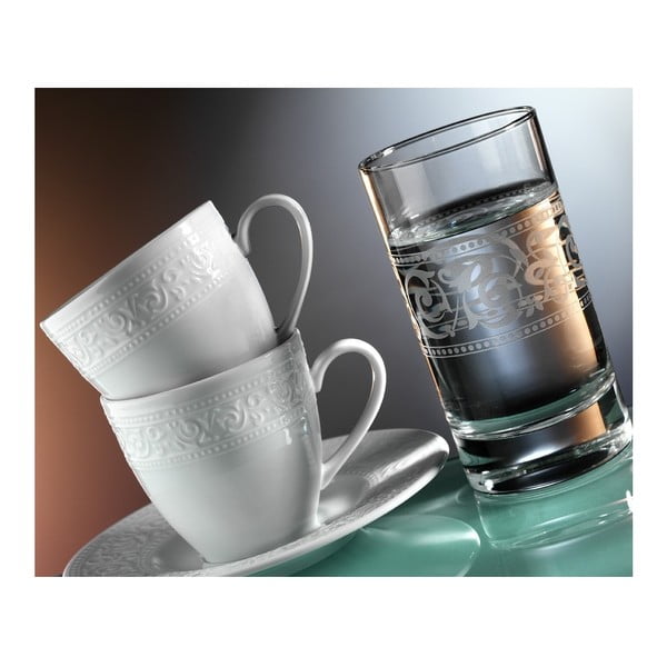 12 "Kutahya Elegance" kavos puodelių ir stiklinių rinkinys