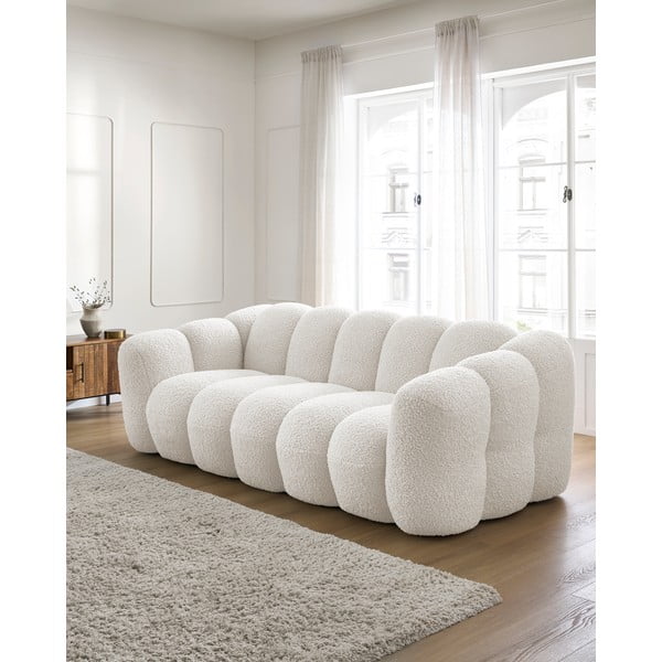 Baltos spalvos iš boucle sofa 232 cm Hippolyte – Bobochic Paris-image-1