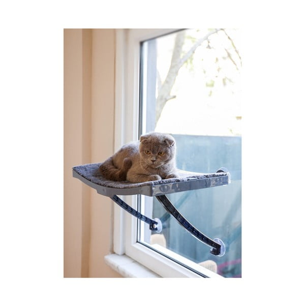 Pilkas katės gultas montuojamas ant lango 47x32 cm - Lydia&Co-image-1