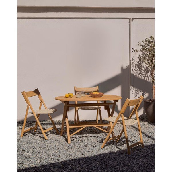 Medžio masyvo sodo kėdė baltos spalvos/natūralios spalvos Dandara – Kave Home-image-2