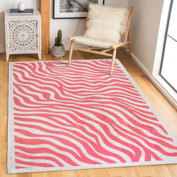 Skalbiamas rožinės spalvos kilimas 120x180 cm Red Zebra – Vitaus-image-1