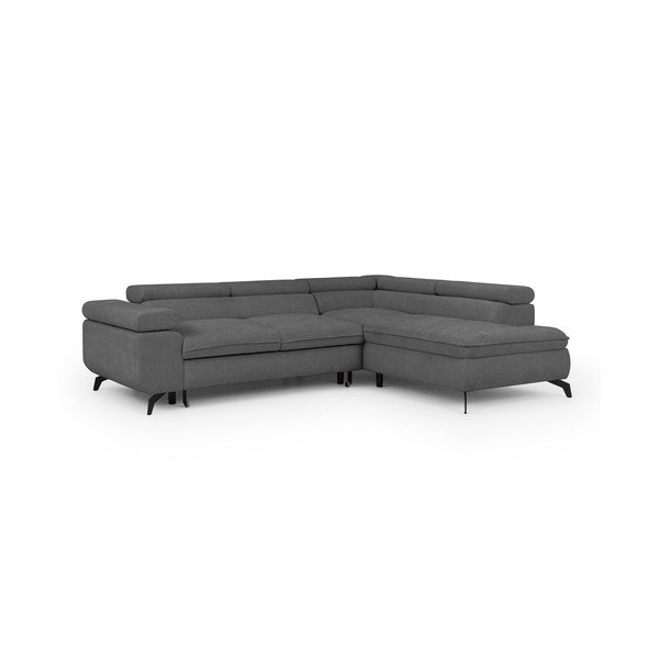Pilkos spalvos kampinė sofa iš šenilinio audinio (su dešiniuoju kampu/„L“ formos) Marbeya  – Ropez-image-2