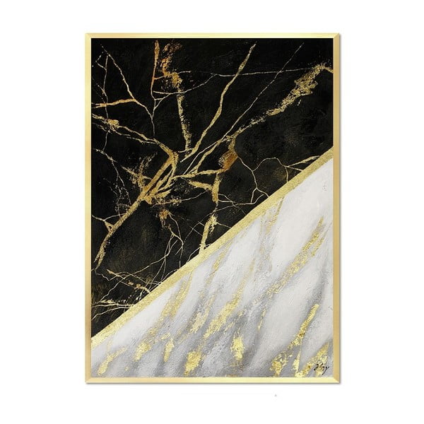 Sieninis rankomis tapytas paveikslas "JohnsonStyle White & White Marble", 53 x 73 cm