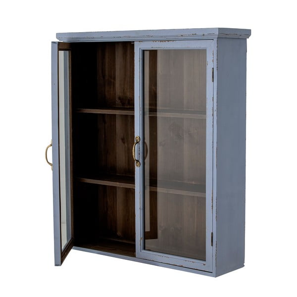 Iš kėnio masyvo pakabinama vitrina mėlynos spalvos 81x91 cm Hazem – Bloomingville-image-3