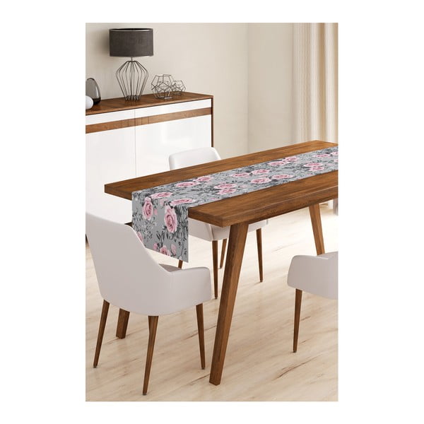 Mikropluošto stalo kilimėlis Minimalist Cushion Covers Grey Roses, 45 x 140 cm