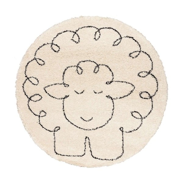 Smėlio spalvos antialerginis vaikiškas kilimas ø 160 cm Fluffy Sheep - Yellow Tipi