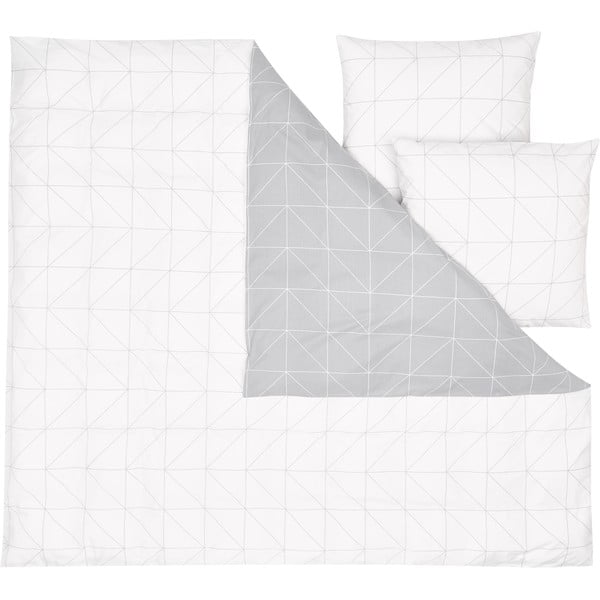 Baltai pilka patalynė dvigulei lovai iš medvilnės by46 Marla, 200 x 200 cm