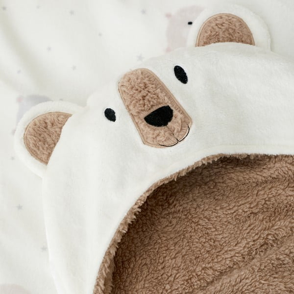 Rudos spalvos/kreminės spalvos iš mikropliušo vaikiška antklodė su gobtuvu 90x125 cm Cosy Bear – Catherine Lansfield-image-3