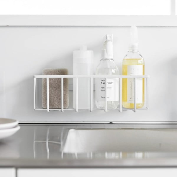 Su montavimu be gręžimo baltos spalvos iš metalo stovas skalbimo reikmenims Film Hook – YAMAZAKI-image-3