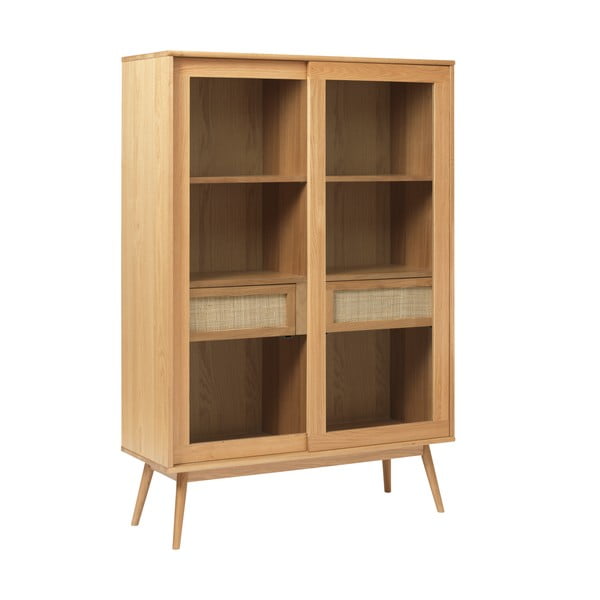 Vitrina natūralios spalvos iš ąžuolo su stumdomomis durimis 110x160 cm Barrali – Unique Furniture-image-2