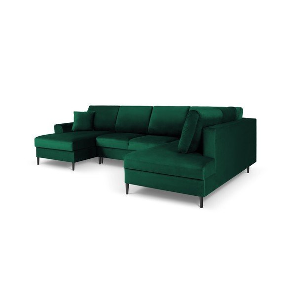 Žalios spalvos iš velveto sulankstoma/su sandėliavimo vieta kampinė sofa (su dešiniuoju kampu/„U“ formos) Kyoto – Cosmopolitan Design-image-3