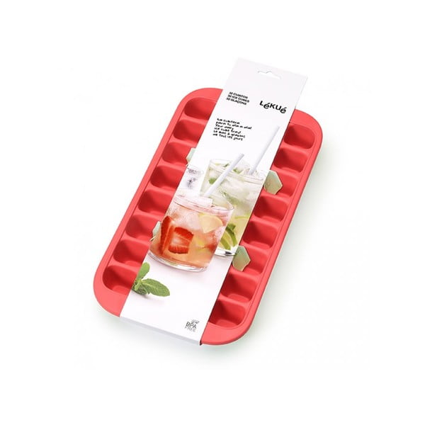 Raudona silikoninė ledo forma Lékué Industrial, 32 kubeliai-image-1